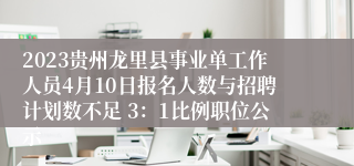 2023贵州龙里县事业单工作人员4月10日报名人数与招聘计划数不足 3：1比例职位公示