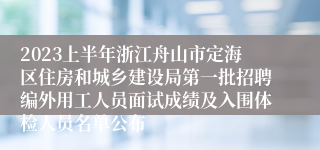 2023上半年浙江舟山市定海区住房和城乡建设局第一批招聘编外用工人员面试成绩及入围体检人员名单公布
