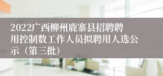 2022广西柳州鹿寨县招聘聘用控制数工作人员拟聘用人选公示（第三批）