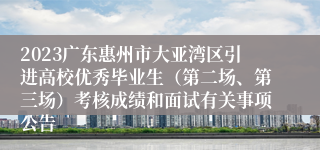 2023广东惠州市大亚湾区引进高校优秀毕业生（第二场、第三场）考核成绩和面试有关事项公告