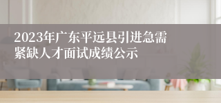 2023年广东平远县引进急需紧缺人才面试成绩公示