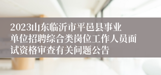 2023山东临沂市平邑县事业单位招聘综合类岗位工作人员面试资格审查有关问题公告