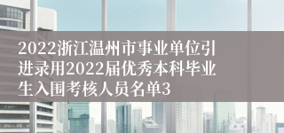 2022浙江温州市事业单位引进录用2022届优秀本科毕业生入围考核人员名单3