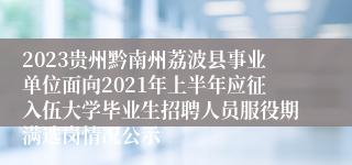 2023贵州黔南州荔波县事业单位面向2021年上半年应征入伍大学毕业生招聘人员服役期满选岗情况公示