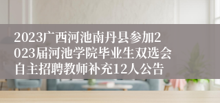 2023广西河池南丹县参加2023届河池学院毕业生双选会自主招聘教师补充12人公告