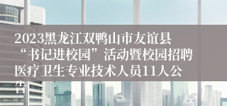 2023黑龙江双鸭山市友谊县“书记进校园”活动暨校园招聘医疗卫生专业技术人员11人公告