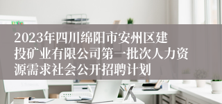2023年四川绵阳市安州区建投矿业有限公司第一批次人力资源需求社会公开招聘计划