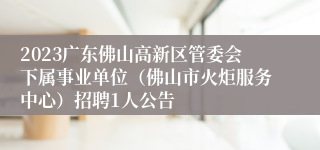 2023广东佛山高新区管委会下属事业单位（佛山市火炬服务中心）招聘1人公告