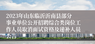 2023年山东临沂沂南县部分事业单位公开招聘综合类岗位工作人员取消面试资格及递补人员公告