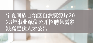 宁夏回族自治区自然资源厅2023年事业单位公开招聘急需紧缺高层次人才公告