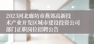 2023河北廊坊市燕郊高新技术产业开发区城市建设投资公司部门正职岗位招聘公告