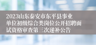 2023山东泰安市东平县事业单位初级综合类岗位公开招聘面试资格审查第三次递补公告