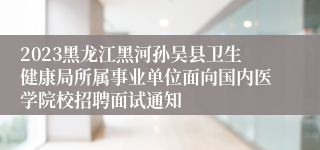 2023黑龙江黑河孙吴县卫生健康局所属事业单位面向国内医学院校招聘面试通知