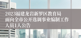 2023福建龙岩新罗区教育局面向全市公开选调事业编制工作人员1人公告