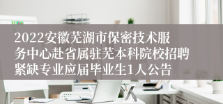 2022安徽芜湖市保密技术服务中心赴省属驻芜本科院校招聘紧缺专业应届毕业生1人公告