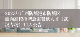 2023年广西防城港市防城区面向高校招聘急需紧缺人才（武汉专场）11人公告
