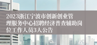 2023浙江宁波市创新创业管理服务中心招聘经济普查辅助岗位工作人员3人公告