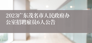 2023广东茂名市人民政府办公室招聘雇员6人公告