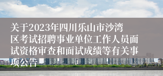 关于2023年四川乐山市沙湾区考试招聘事业单位工作人员面试资格审查和面试成绩等有关事项公告