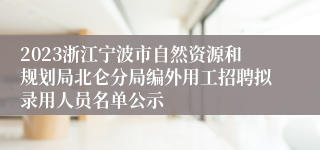 2023浙江宁波市自然资源和规划局北仑分局编外用工招聘拟录用人员名单公示
