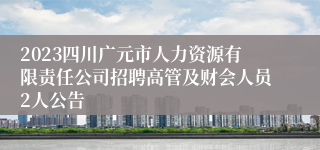2023四川广元市人力资源有限责任公司招聘高管及财会人员2人公告