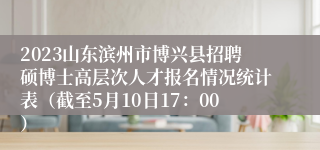 2023山东滨州市博兴县招聘硕博士高层次人才报名情况统计表（截至5月10日17：00）