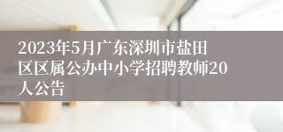 2023年5月广东深圳市盐田区区属公办中小学招聘教师20人公告