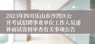 2023年四川乐山市沙湾区公开考试招聘事业单位工作人员递补面试资格审查有关事项公告