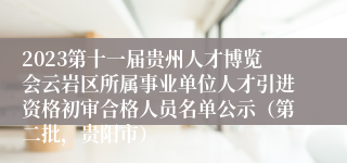 2023第十一届贵州人才博览会云岩区所属事业单位人才引进资格初审合格人员名单公示（第二批，贵阳市）
