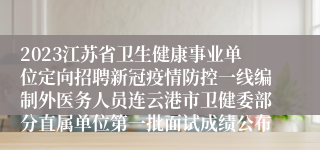2023江苏省卫生健康事业单位定向招聘新冠疫情防控一线编制外医务人员连云港市卫健委部分直属单位第一批面试成绩公布