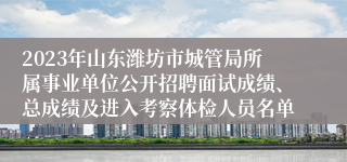 2023年山东潍坊市城管局所属事业单位公开招聘面试成绩、总成绩及进入考察体检人员名单