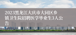 2023黑龙江大庆市大同区乡镇卫生院招聘医学毕业生3人公告