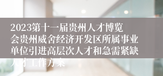 2023第十一届贵州人才博览会贵州威舍经济开发区所属事业单位引进高层次人才和急需紧缺人才工作方案