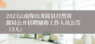 2023云南保山龙陵县自然资源局公开招聘辅助工作人员公告（3人）