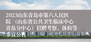 2023山东青岛市第六人民医院 （山东省公共卫生临床中心青岛分中心）招聘考察、体检等事宜公告