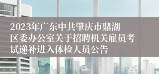 2023年广东中共肇庆市鼎湖区委办公室关于招聘机关雇员考试递补进入体检人员公告