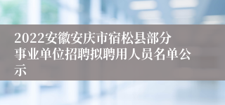 2022安徽安庆市宿松县部分事业单位招聘拟聘用人员名单公示