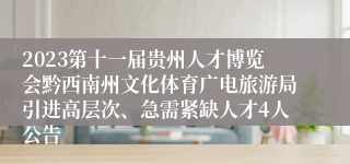 2023第十一届贵州人才博览会黔西南州文化体育广电旅游局引进高层次、急需紧缺人才4人公告