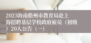 2023海南儋州市教育局赴上海招聘基层学校政府雇员（初级）20人公告（一）