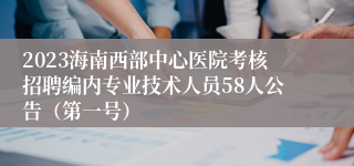 2023海南西部中心医院考核招聘编内专业技术人员58人公告（第一号）