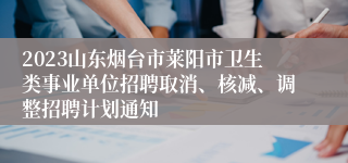 2023山东烟台市莱阳市卫生类事业单位招聘取消、核减、调整招聘计划通知