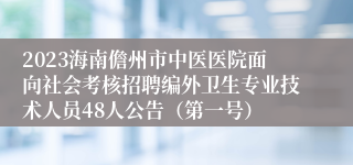 2023海南儋州市中医医院面向社会考核招聘编外卫生专业技术人员48人公告（第一号）