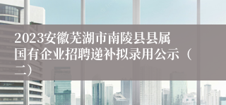 2023安徽芜湖市南陵县县属国有企业招聘递补拟录用公示（二）