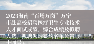 2023海南“百场万岗”万宁市赴高校招聘医疗卫生专业技术人才面试成绩、综合成绩及拟聘人选、拟聘人选签约名单公告（十四号）