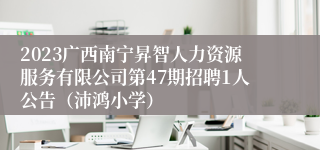 2023广西南宁昇智人力资源服务有限公司第47期招聘1人公告（沛鸿小学）