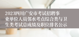 2023四川广安市考试招聘事业单位人员邻水考点综合类与卫生类考试总成绩及职位排名公示