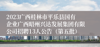 2023广西桂林市平乐县国有企业广西昭州兴达发展集团有限公司招聘13人公告（第五批）