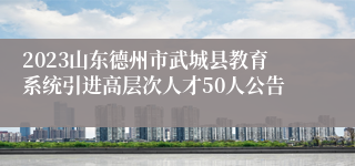 2023山东德州市武城县教育系统引进高层次人才50人公告