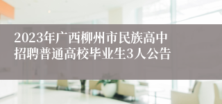 2023年广西柳州市民族高中招聘普通高校毕业生3人公告