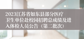 2023江苏省如东县部分医疗卫生单位赴校园招聘总成绩及进入体检人员公告（第二批次）